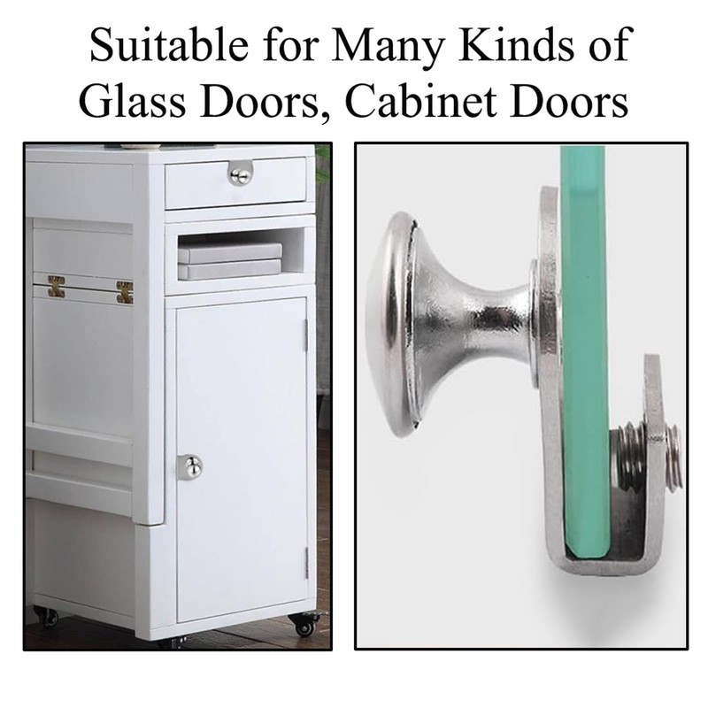 2Pcs Glass Door Pulls No Drilling Drawer Knobs Showcase Cabinets