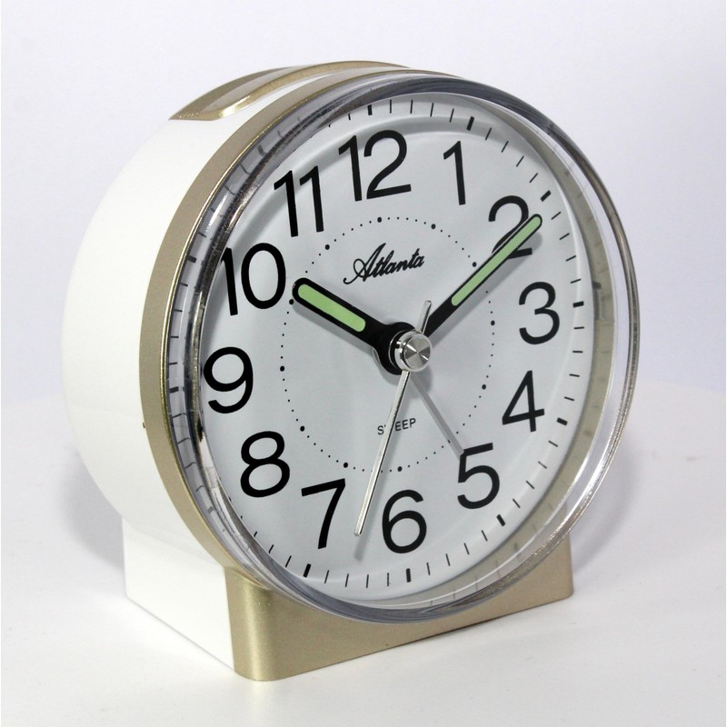 Atlanta Quartz Alarm Clock without Ticking Sweeping Seconds Analogue Light