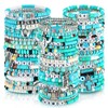 Landical 64 Pcs Turquoise Beaded Bracelets Western Cowgirl Set Heishi