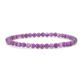 Cherry Tree Collection - Small, Medium, Large Sizes - Gemstone Beaded Bracelets For Women and Men - 4mm Round Beads (Amethyst - Medium)