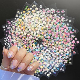30sheet Flower Nail Art Stickers Colorful Flower Nail Stickers 3D Adhesive Flower Nail Decals Cute Flower Heart Nail Art Designs Flower Nail Supplies for Women Nail Art Decorations