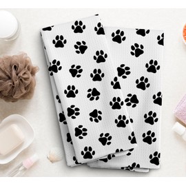NOQL Dog Paws Towel, Dog Paw Kitchen Towels and Dishcloths Set of 2, Dog Kitchen Towels, Cute Kitchen Towels, Dog Decor, Kitchen Hand Towels Decorative, Dog Lovers Gifts for Women, 16×24 Inches