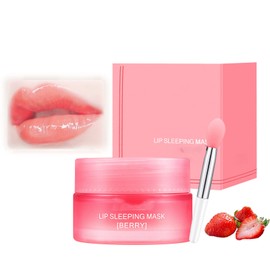 Lip Sleeping Mask Lip Mask Overnight Strawberry Lip Masks Skincare Lip Oils,Lip Moisturiser for Dry Chapped Peeling Cracked Lips Fades Lip Lines,Lip Balm Locks In Moisture Lip Care 20g-Strawberry01