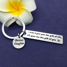 Bonus Daughter Keychain Stepdaughter Gifts I Didn't Give You The Gift of Life Life Gave Me The Gift of You Keychain Daughter in Law Gifts Adoption Gifts Christmas Birthday Gifts for Bonus Daughter