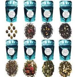 Unspecified 8 Tea Samplers,  Green Tea, Black Tea, Oolong Tea, Caffeinated, Loose Leaf Tea