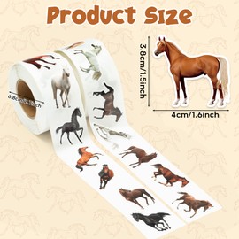 GROBRO7 1000 Pieces Horse Realistic Stickers Roll, Lifelike Horse Stickers, Waterproof Aesthetic Stickers for Water Bottle, Scrapbooking, Laptop, Luggage, Party Bag, Filler Favours