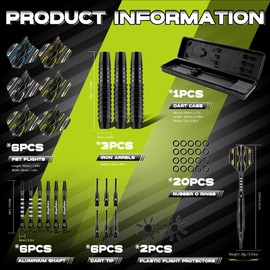 MageRabbit Soft Tip Darts Set 3pcs, 6pcs Dart Flights, 6pcs Dart Shafts, 6pcs Soft Dart Tips, 2pcs Dart Flight Protectors, Plastic Tip Dart Kit