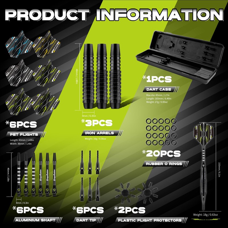 MageRabbit Soft Tip Darts Set 3pcs, 6pcs Dart Flights, 6pcs