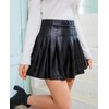 Pleated Leather Skirt PU High Waisted Leather Skirt Faux Leather