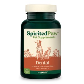 Spirited Paw Dental - Healthy Mouth Support for Cats & Dogs - Mineral-Rich Breath Freshener - Organic Kelp & Parsley Flake - Teeth Cleaning Supplement for Pets - Safe Tartar Remover - 5.8 oz