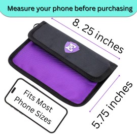 Faraday Bags, Large Two Pocket Faraday Bags for Phones, Faraday Bag, Key Fob Signal Blocker, Faraday Key Fob Protector, RFID Faraday Pouch for key fob w/ Removable Handle, Zipper closure inside