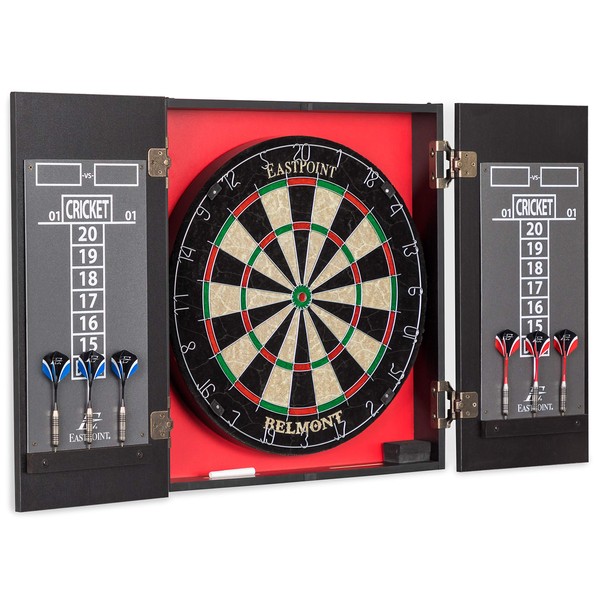 EastPoint Sports Belmont Bristle Dartboard and Cabinet Set - Features Easy Assembly - Complete with All Accessories
