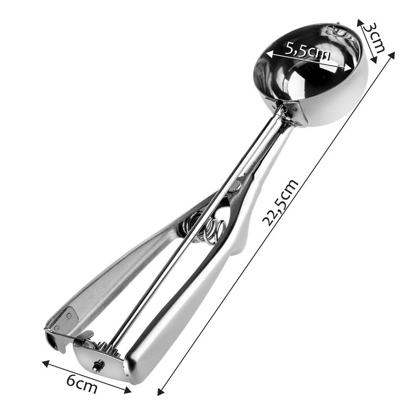 KADAX Stainless Steel Ice Cream Scoop with Lever, 5.5 cm,