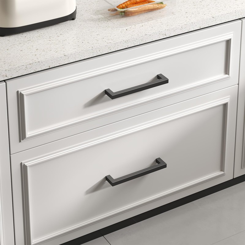 Goldenwarm 1 Pack Black Square Bar Cabinet Pull Drawer Handle