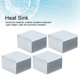 Tissting Pack of 4 Aluminium Heatsinks 60 x 60 x 39 mm, Heatsink Cooling Fin Kit for Cooling 3D Printers and LED Light Devices, Computers, Power ICs, (Without Glue)