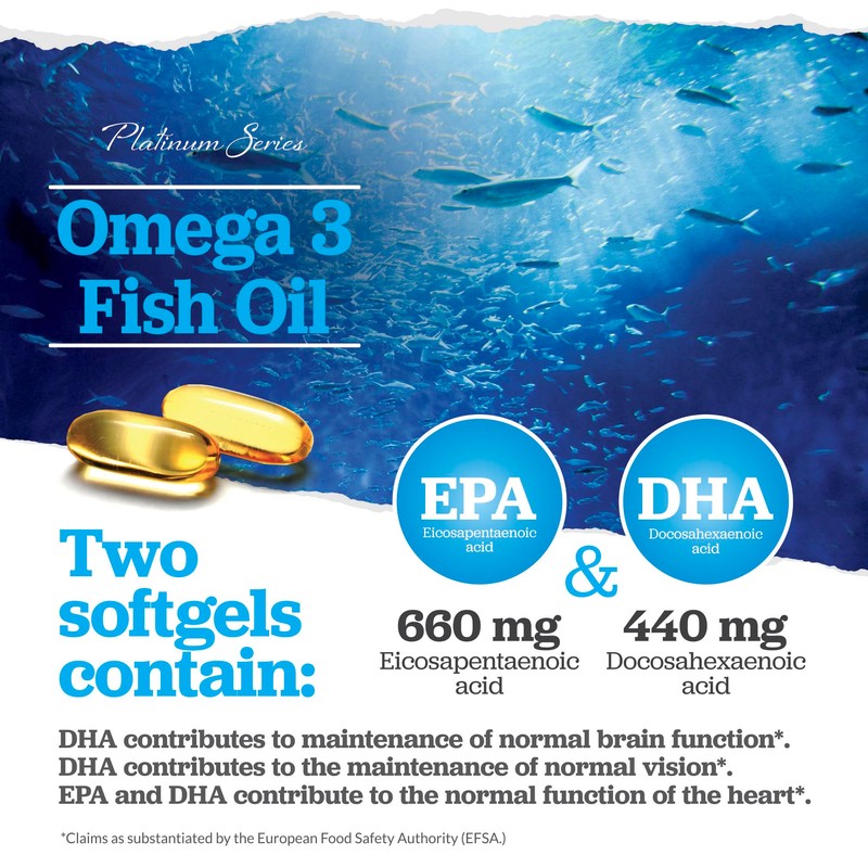 Omega 3 Fish Oil 1000mg - 180 Softgel Capsules -
