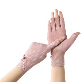 Kingsie Women's Fingerless Gloves, Half Finger Gloves, UV Protection, Women's, Fingerless, Half Finger, UV Protection, Smartphone, Sunscreen, Driving, Work, Bicycle, Cotton, Spring, Summer, Autumn, C