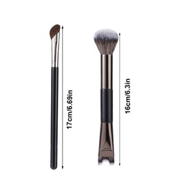2pcs Nose Contour Brushes Set, 2-in-1 U-Shaped Fluffy & Angled Tilt Brush for Precise Nose Sculpting, Highlighting, Defining, Seamless Contouring for Makeup Artists