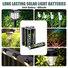 Taken 8-Pack AAA Batteries, 720 mWh AAA Rechargeable Battery, 600mAh Solar Batteries NiMH Recharge UP to 2000+ Times
