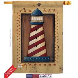 Breeze Decor Nautical Patriotic Lighthouse Garden House Flags Kit Coastal Anchor Sailor Sea Shells Outdoor Summer Ocean Small Decorative Gift Yard Banner Double-Sided Made in USA 28 X 40