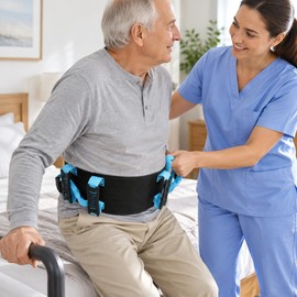 Gait Belt for Patient Transfers – Adjustable Waist Belt with Multiple Handles for Caregiver Assistance at Home
