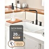 Waterfall 3 Hole Matte Black Kitchen Sink Faucet with Separate