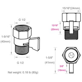 Angle Simple Shower Valve, Brass Water Flow Shut Off Valve for Hand Shower, RV Hose Flow Restrictor, Matte Black