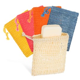 Healeved 10pcs Exfoliating Soap Bags Made of Cotton Linen Natural Hollow Mesh Soap Pouches Drawstring for Bath and Shower Multi Watermelon Red Yellow