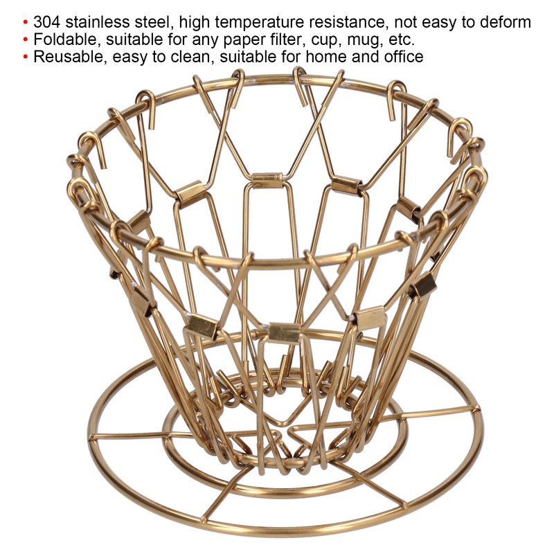 Pour Over Coffee Dripper 304 Stainless Steel Foldable Portable Drip
