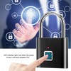 Door Lock Security Keyless USB Rechargeable Fingerprint Smart Padlock Black
