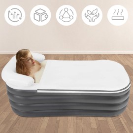 Unbranded Inflatable Bathtub Portable Adult SPA Shower Hot Cold Bath Tub Foldable Grey