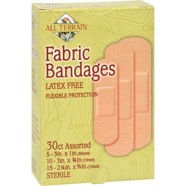 All Terrain Bandages - Fabric Assorted - 30 Count - Latex Free - 100% Sterile Strips