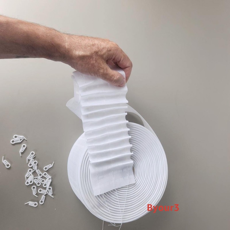Byour3 - Curtain Tape for Wavy Curtains - White Ruffle