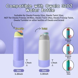 BKBY 2PCS Silicone Water Bottle Boot, Compatible with Owala 24oz 32oz 40oz, Protective Anti-Scratch & Anti-Dent No Noise Sleeve Cover for FreeSip/Twist/Flip Stainless Steel Water Bottles