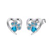 Vissen 925 Silver Cute Heart Puppy Cat Paw Print Stud
