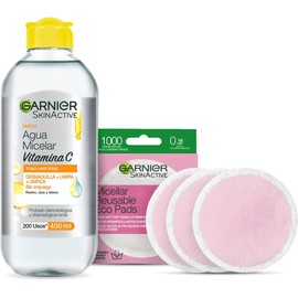 Kit Garnier Agua Micelar Bifásica 400ml y Ecopads Pads Reutilizables