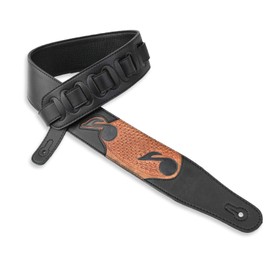Walker & Williams CVG-83 Padded Guitar Strap Hand Tooled Leather Musical Notes For Acoustic, Electric, And Bass Guitars
