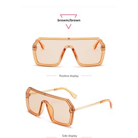 N/N Unisex Oversized One Piece Square Sunglasses Siamese Lens Vintage Flat Top Shades Glasses For Women Men (browm/brown)