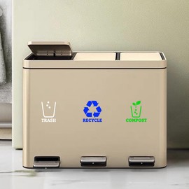 XTRAYXRAY Trash Recycle Compost Stickers Set of 3 Recycle Vinyl Decal Sticker for Trash Can, Compost Bin, Recycle Bin Symbol to Organize Garbage containers or Trash cans