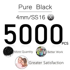 qiipii 5000PCS 4mm Pure Black Resin Rhinestones for Crafting Flatback Jelly Stones Bulk SS16 Non-Hotfix Diamonds Crystals Gems for Nails Face Eyes Makeup Mugs Tumblers Bottles DIY Crafts Clothes Shoes