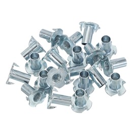 PATIKIL M8 T-Nuts, 20 Pcs Zinc Plated Steel 4-Pronged Tee Blind Nut 20 mm Length Four-jaw t Nuts Threaded Inserts Hardware for Wood Furniture Cabinetry Rock Climbing Holds