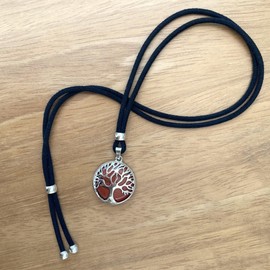 Baum des Lebens Anhänger Frau Mann Versilbert Zamak - Naturstein Halskette Farben Amulett Schutz - Ideal für Geschenkideen (Jasper)