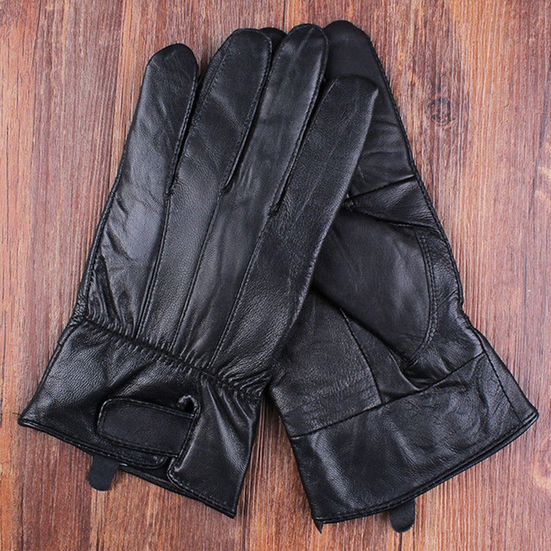 Men Leather Windproof Touch Screen Gloves Winter Warm Waterproof Gloves