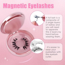 Fadlash Magnetic Eyelashes Kit Magnetic No Glue Eyelashes Natural Look Reusable Magnetic Eyelashes 2 Pairs Magnetic Lashes Without Eyeliner （KS02+XM1）