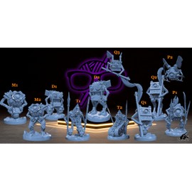 Generic Iron Automata | Mechadrones | Modrons | Draft Miniature for Tabletop Games Like D&D and War Gaming | Monodrone Duodrone Tridrone Quadrone Pentadrone Medium (Normal Size) / Single Drone, Gray