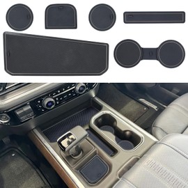 CIMOF Center Console Liner for Chevy Silverado 1500 / GMC Sierra 1500 Accessories 2023 2024 2025 Cup Holder Mat, Coaster Trim, Anti-Dust Interior, Non-Slip Pad, Custom Rubber Insert (6pcs, Gray)