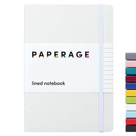 PAPERAGE Lined Journal Notebook, (White), 160 Pages, Medium 5.7 inches x 8 inches - 100 gsm Thick Paper, Hardcover