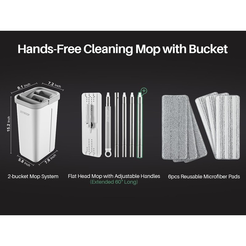 JOYMOOP Mop and Bucket with Wringer Set, Hands Free Flat