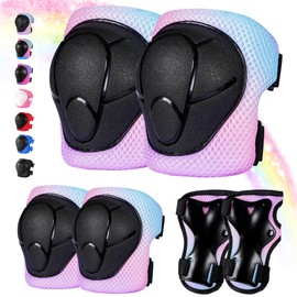 Knee Pads for Kids 3-14 Years Toddler Knee and Elbow Pads with Wrist Guards 3 in 1 for Bicycle Scooter Roller Skates Skateboarding (Bluepinkpurple, Small)
