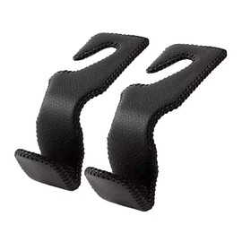 SEATHAVEN Seatheaven Car Seat Headrest Hook 2 Pack – Suede S-Type Organizer for Handbag, Purse, Grocery Bag – Universal Fit, Black